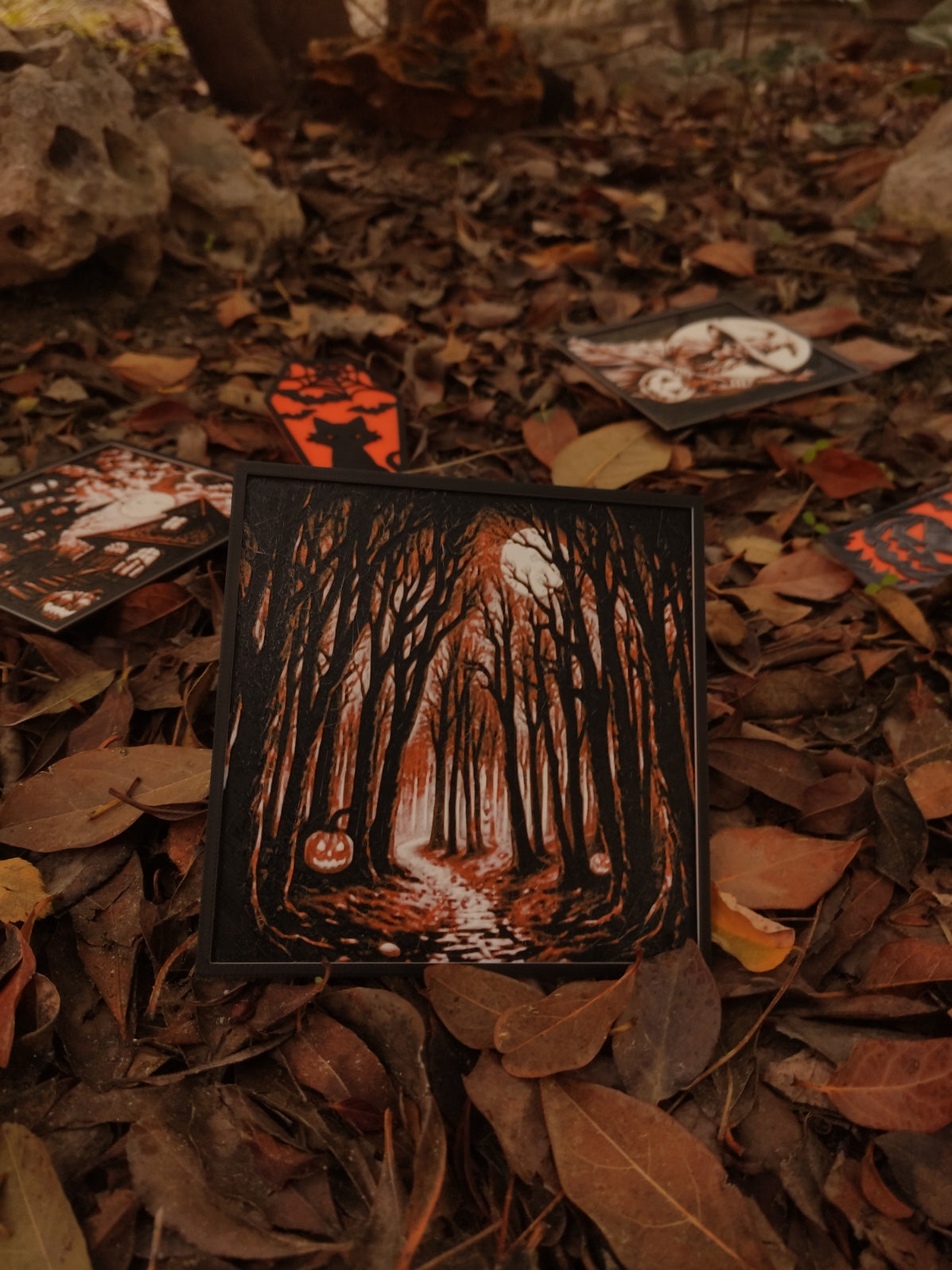 Cuadro bosque en hojas